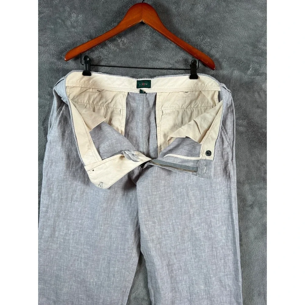 J Crew 100% Linen Pants Mens Size 38x32 (40x31) Gray Coastal Preppy